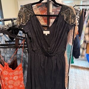 Black Dress with Beaded Shoulders